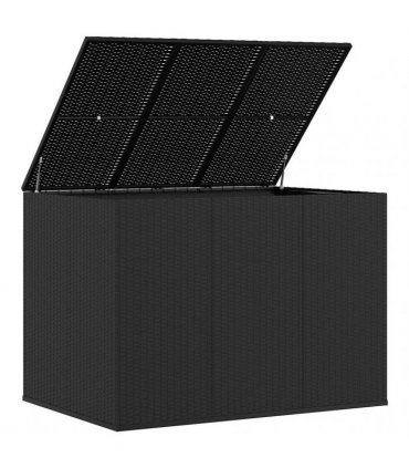vidaXL Garden Cushion Box PE Rattan 145x100x103 cm Black