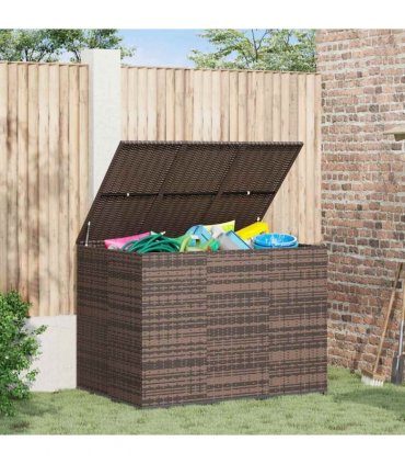 vidaXL Garden Cushion Box PE Rattan 145x100x103 cm Brown