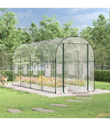 vidaXL Greenhouse Transparent 160x400x190 cm PVC&Powder-coated Steel