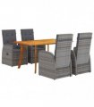 vidaXL Garden Dining Set 5 pcs Grey Poly Rattan