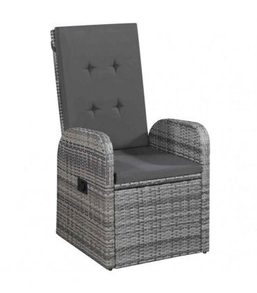 vidaXL Garden Dining Set 5 pcs Grey Poly Rattan