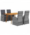 vidaXL Garden Dining Set 5 pcs Grey Poly Rattan