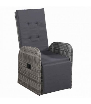 vidaXL Garden Dining Set 5 pcs Grey Poly Rattan