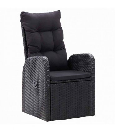 vidaXL Garden Dining Set 5 pcs Black Poly Rattan