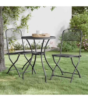 vidaXL Folding Chairs 2 pcs Expanded Metal Mesh Anthracite
