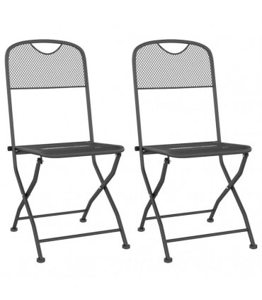 vidaXL Folding Chairs 2 pcs Expanded Metal Mesh Anthracite