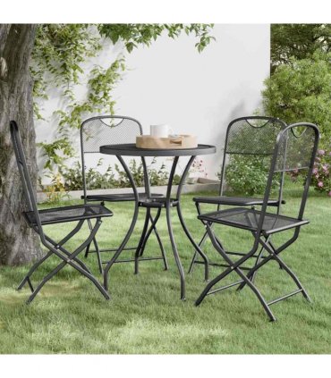 vidaXL Folding Chairs 4 pcs Expanded Metal Mesh Anthracite