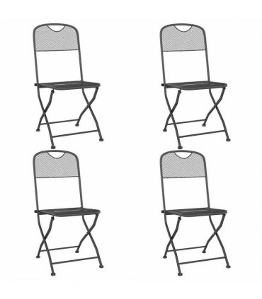 vidaXL Folding Chairs 4 pcs Expanded Metal Mesh Anthracite