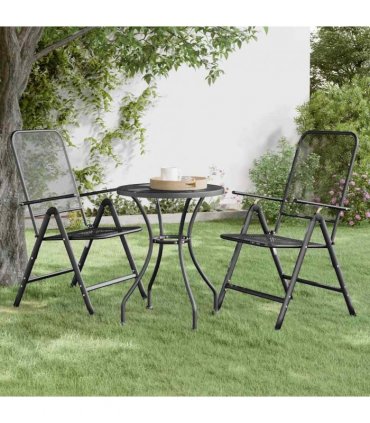 vidaXL Folding Chairs 2 pcs Expanded Metal Mesh Anthracite