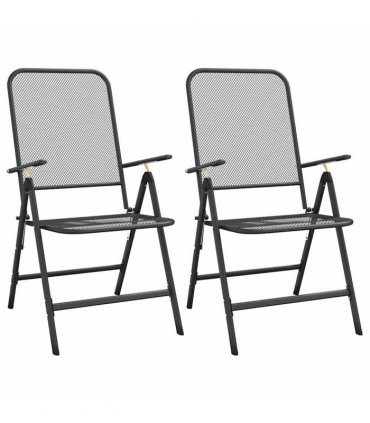 vidaXL Folding Chairs 2 pcs Expanded Metal Mesh Anthracite