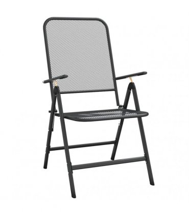 vidaXL Folding Chairs 2 pcs Expanded Metal Mesh Anthracite