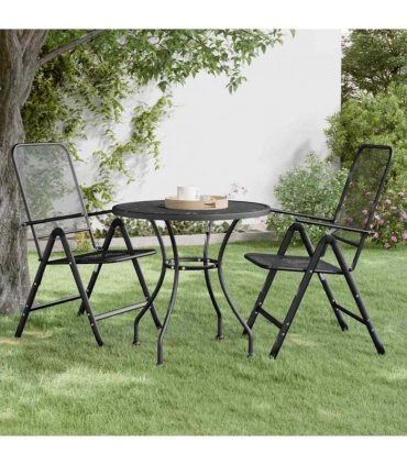 vidaXL Garden Table Ø80x72 cm Expanded Metal Mesh Anthracite