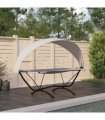 vidaXL Outdoor Lounge Bed with Canopy Cream Steel and Oxford Fabric