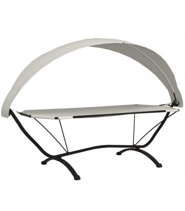 vidaXL Outdoor Lounge Bed with Canopy Cream Steel and Oxford Fabric