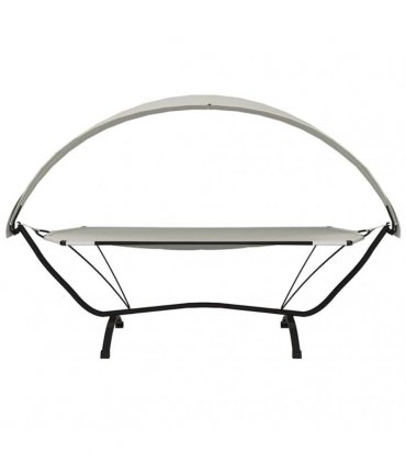 vidaXL Outdoor Lounge Bed with Canopy Cream Steel and Oxford Fabric
