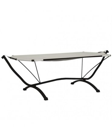 vidaXL Outdoor Lounge Bed with Canopy Cream Steel and Oxford Fabric