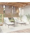 vidaXL Sun Loungers 2 pcs with Table Poly Rattan Brown