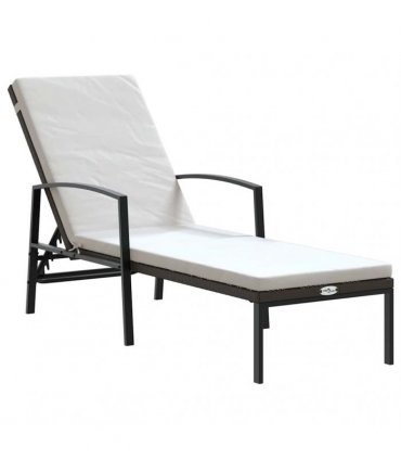 vidaXL Sun Loungers 2 pcs with Table Poly Rattan Brown