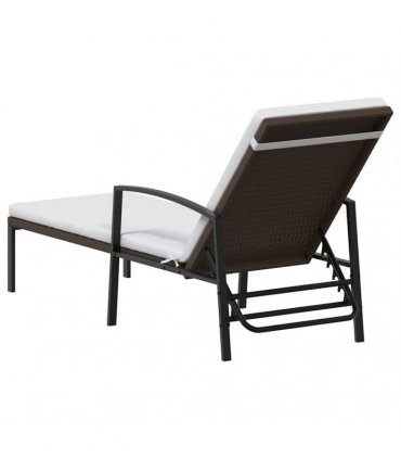 vidaXL Sun Loungers 2 pcs with Table Poly Rattan Brown