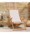 vidaXL Folding Chair Solid Wood Teak Cream