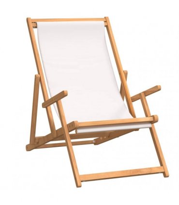 vidaXL Folding Chair Solid Wood Teak Cream