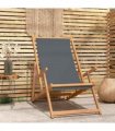 vidaXL Folding Chair Solid Wood Teak Grey