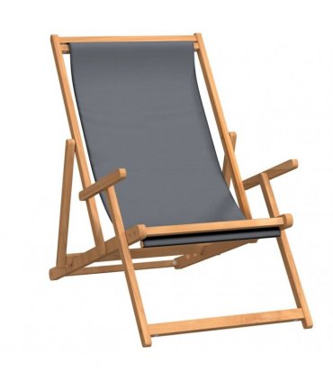 vidaXL Folding Chair Solid Wood Teak Grey