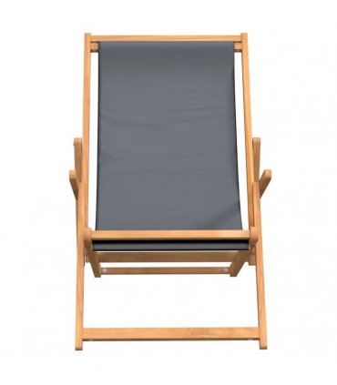 vidaXL Folding Chair Solid Wood Teak Grey