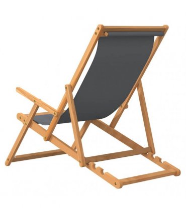 vidaXL Folding Chair Solid Wood Teak Grey