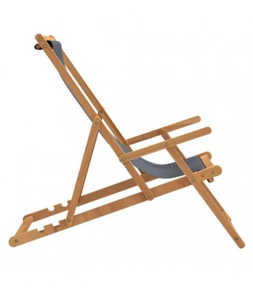 vidaXL Folding Chair Solid Wood Teak Grey