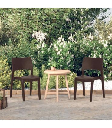 vidaXL Garden Chairs 2 pcs Mocha Polypropylene