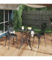 vidaXL 3 Piece Bistro Set Cast Aluminium Black