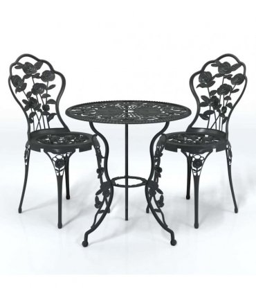vidaXL 3 Piece Bistro Set Cast Aluminium Black