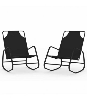 vidaXL Rocking Sun Loungers 2 pcs Black Steel and Textilene