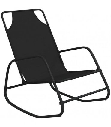 vidaXL Rocking Sun Loungers 2 pcs Black Steel and Textilene