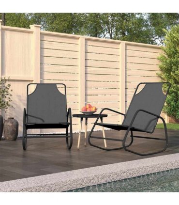vidaXL Rocking Sun Loungers 2 pcs Grey Steel and Textilene