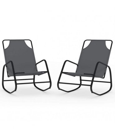 vidaXL Rocking Sun Loungers 2 pcs Grey Steel and Textilene