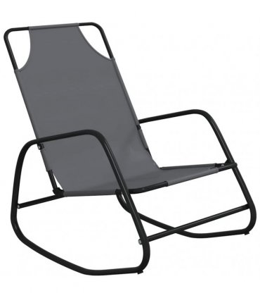 vidaXL Rocking Sun Loungers 2 pcs Grey Steel and Textilene