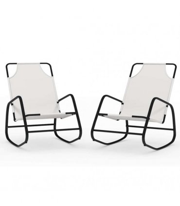 vidaXL Rocking Sun Loungers 2 pcs Cream Steel and Textilene