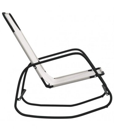 vidaXL Rocking Sun Loungers 2 pcs Cream Steel and Textilene