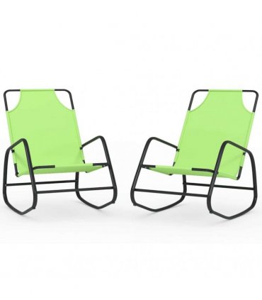 vidaXL Rocking Sun Loungers 2 pcs Green Steel and Textilene