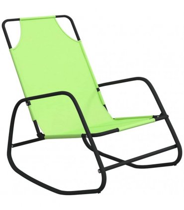 vidaXL Rocking Sun Loungers 2 pcs Green Steel and Textilene
