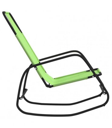 vidaXL Rocking Sun Loungers 2 pcs Green Steel and Textilene