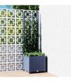 vidaXL Garden Planter with Trellis Blue Grey 40x40x136 cm PP