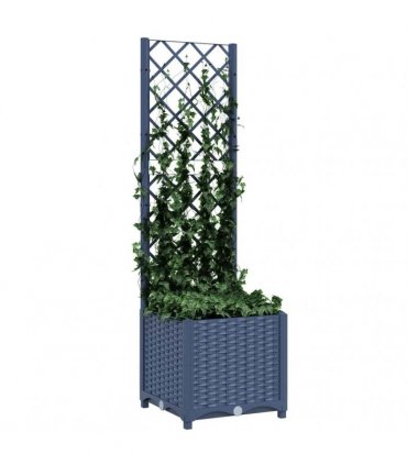 vidaXL Garden Planter with Trellis Blue Grey 40x40x136 cm PP