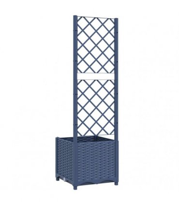 vidaXL Garden Planter with Trellis Blue Grey 40x40x136 cm PP