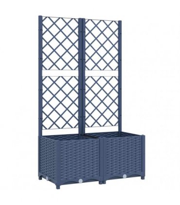 vidaXL Garden Planter with Trellis Blue Grey 80x40x136 cm PP