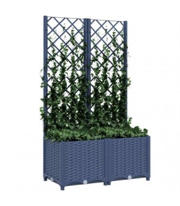 vidaXL Garden Planter with Trellis Blue Grey 80x40x136 cm PP