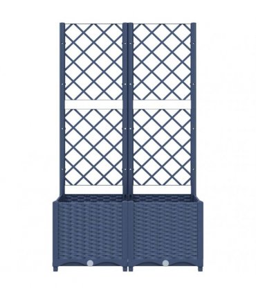 vidaXL Garden Planter with Trellis Blue Grey 80x40x136 cm PP