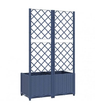 vidaXL Garden Planter with Trellis Blue Grey 80x40x136 cm PP